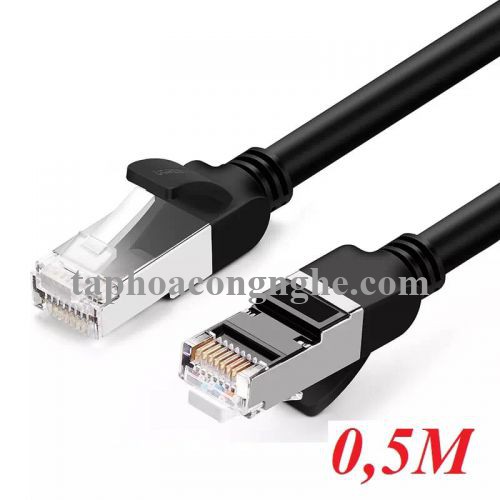 Ugreen 50190 0.5M màu Đen Cáp mạng LAN cat6 Đầu bấm kim loại NW101 30050190
